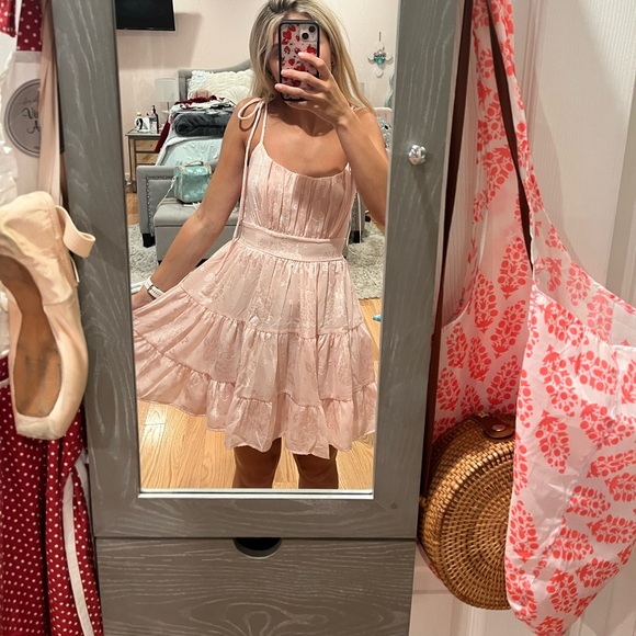 Pastel Pink Francesca’s Tie Strap Dress - Picture 1 of 4